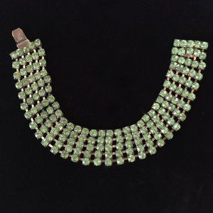 Peridot Rhinestone Flexible Bracelet, C. 1940